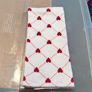 White and Red Heart Patterned Kitchen Towel